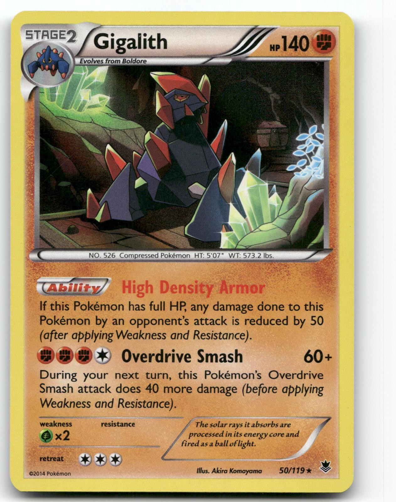 GIGALITH 50/119 RARE HOLO PHANTOM FORCES POKEMON LIGHTLY PLAYED