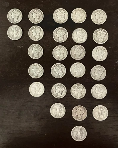 MERCURY DIMES Lot of 26 ALL 1944 Silver Circulated Good Condition