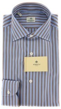Borrelli Light Blue Striped Shirt - Extra Slim - 15.75/40 - EV1726RIO