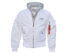 US Army Bomberjacke Pilotenjacke MA-1 Hooded Weiß Fliegerjacke Herrenjacke