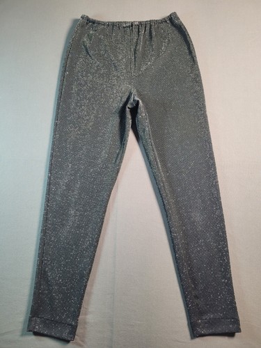 Kenzo, Album vintage anni 80 di Kenzo metallizzato nero argento pantaloni elasticizzati S glam rock