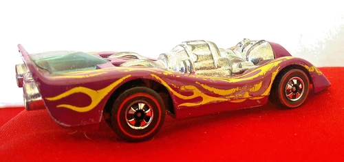 Vtg 1970 Hot Wheels Redlines JET THREAT Purple w/ Yellow Flames