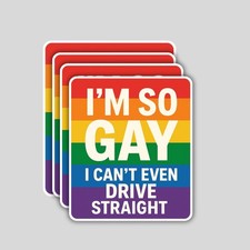 4PCS I m So Gay Pride Stickers Funny LGBTQ Bumper Decals Rainbow Car Vinyl