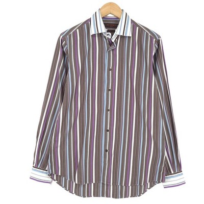 Etro Mens Striped Cotton Button-Up Shirt Slim Fit Long Sleeve