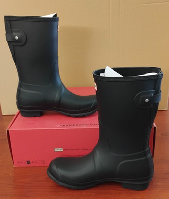 Hunter  Original Short Back Adjustable Black Boots WFS1013RMA Women's Size 8
