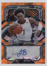 2021-22 Prizm Draft Picks College Penmanship Orange Ice Jordan Burns Auto 0nr3