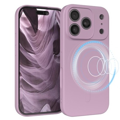 Silikonhülle magnetisch für Apple iPhone 17 Pro Magnet Schutzcover in Hell Lila