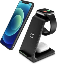 Wireless Charger Stand Dock 3 in 1 Fast Qi Wireless Charging Station Pad for Mul