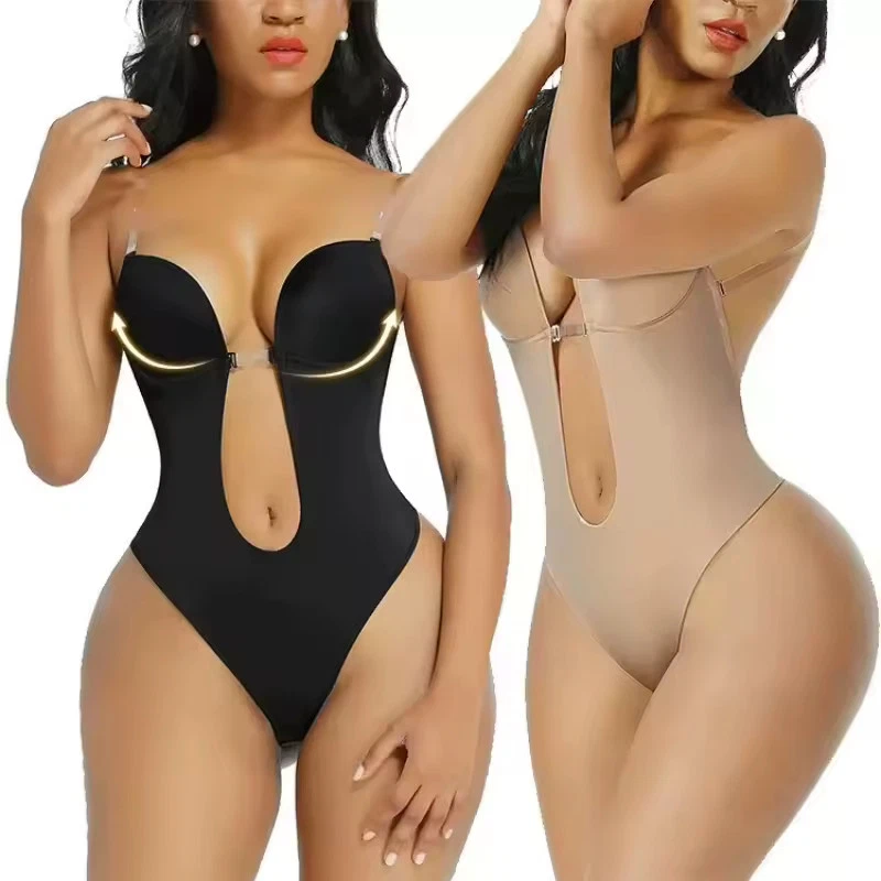 Invisible Bodysuit Women Thong Shaper Body Shapewear Sexy Deep V-Neck Backless - Photo 1/4