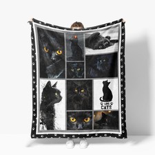 Cat Throw Blanket Soft Warm Cozy Black Cats Blankets Fuzzy Plush Fleece Cat B...