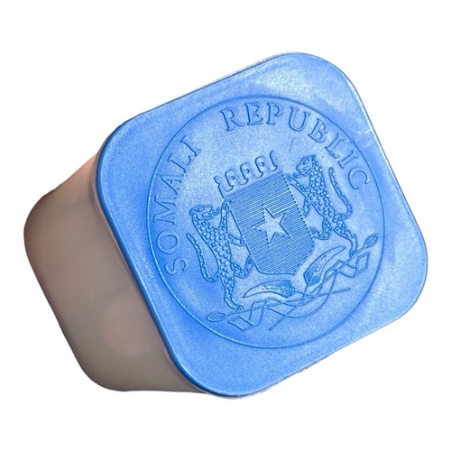 Somalia Elephant Tube, 1 oz Silver, African Wildlife Series, Blue Lid -No Coins