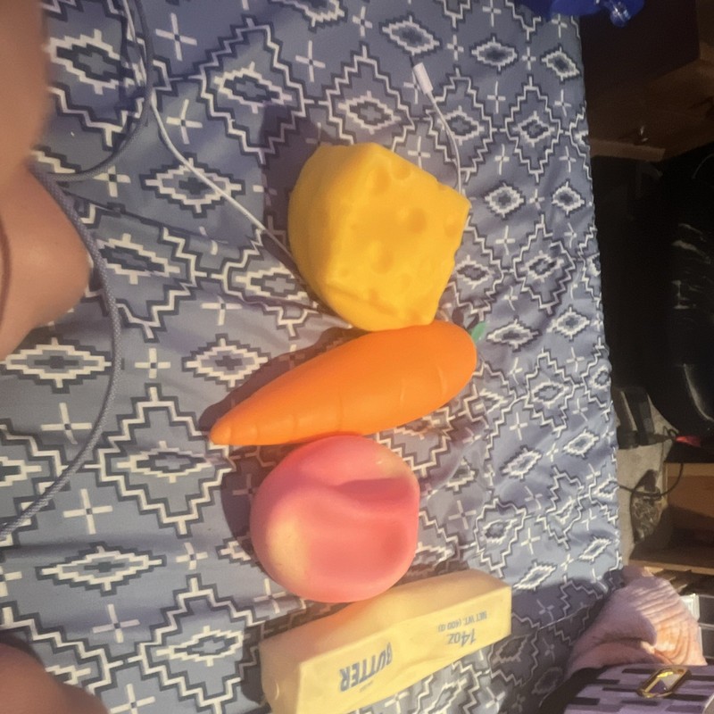 Butter 3pc Squishy Tactile Squeeze Toy Set - Cheese Carrot Peach