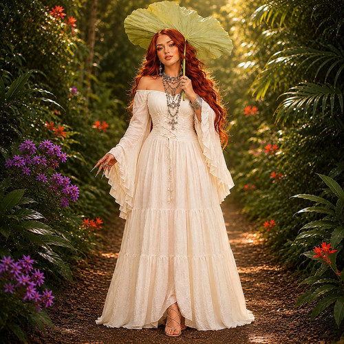 Maxi Gown Cosplay Costume CottageGoth, Peasant Renaissance Layered Outfit WW004A