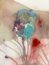 Abstract Mixed Media Ink Watercolor Painting on 9 X 12” Paper Contemporary