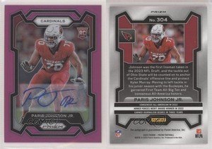 2023 Panini Prizm Rookies Pink Prizm Auto Paris Johnson Jr #304 Rookie Auto RC