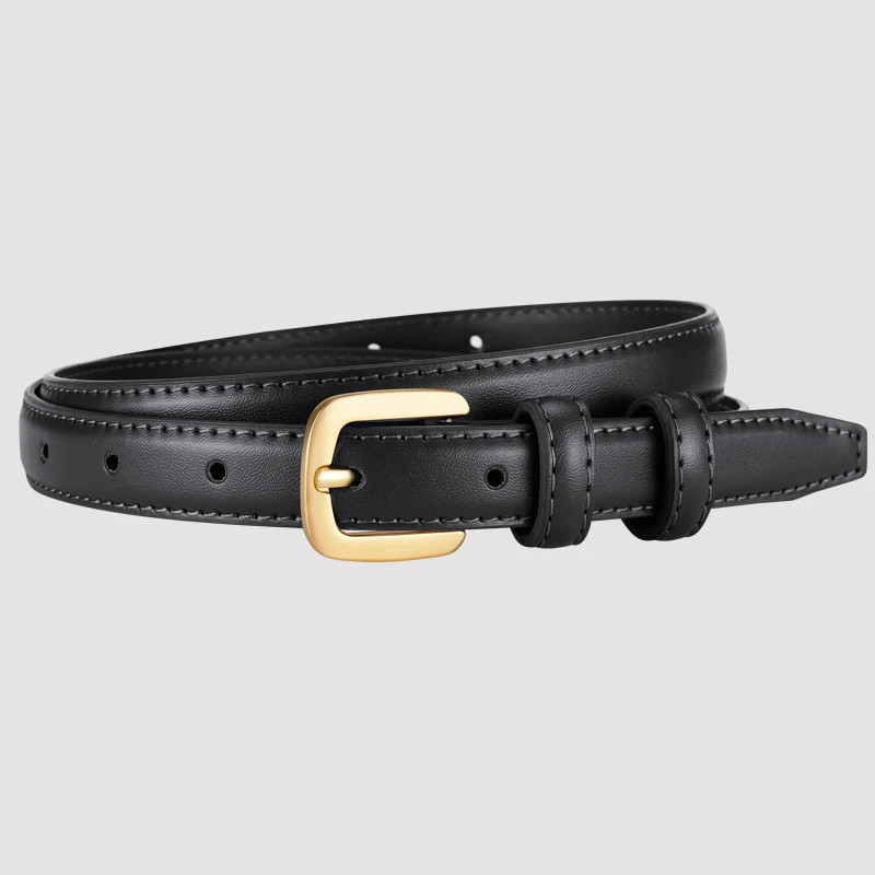 Faux Leather Belt 1.8cm Metal Pin Buckle Solid Casual Dress Women Waistband