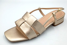 Journee Tabatha Slingback Sandals Champagne Block Heel Woven Wmns 8 M NEW w/ Box