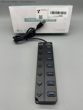 7-Port USB 3.0 Hub with Power Switches LED Lights, High-Speed Data Splitter