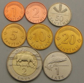 LATVIA 1 Santims / 2 Lati 1992 / 2003 8 Coins UNC P