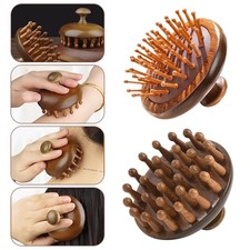 Sandalwood Round Massage Comb for Scalp Relaxation and Hair Smoothing 6x7.5cm