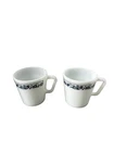 2 Vintage Pyrex 1410 White Milk Glass Old Town Blue Pattern Coffee Tea Cup Mugs