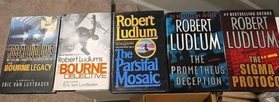 Robert Ludlum 5 Hardcover Lot Bourne Legacy Objective Sigma Prometheus Parsifal