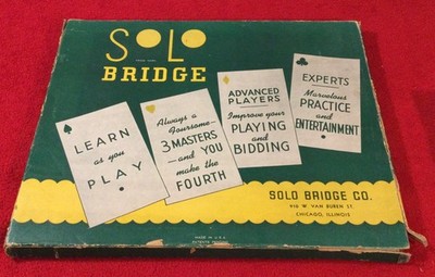 Vintage 1938 SOLO Bridge Co Bridge Game Learn to Play Bridge By Yourself!