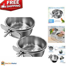 Durable Bird Feeding Cups - 2PCS Stainless Steel Bowls for Multiple Pet Types
