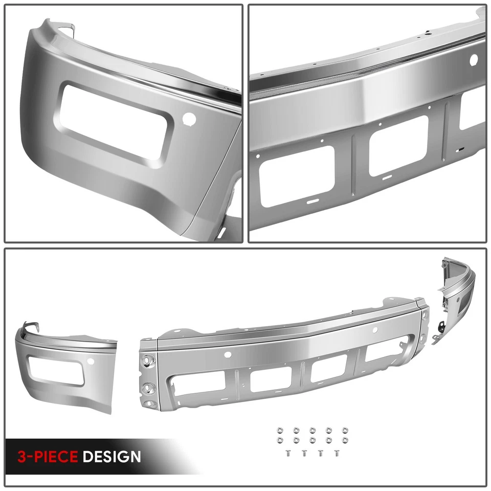 For 14-15 Silverado 1500 Chrome Front Bumper Face Bar w/ Fog Light & Sensor Hole - Изображение 3 из 4
