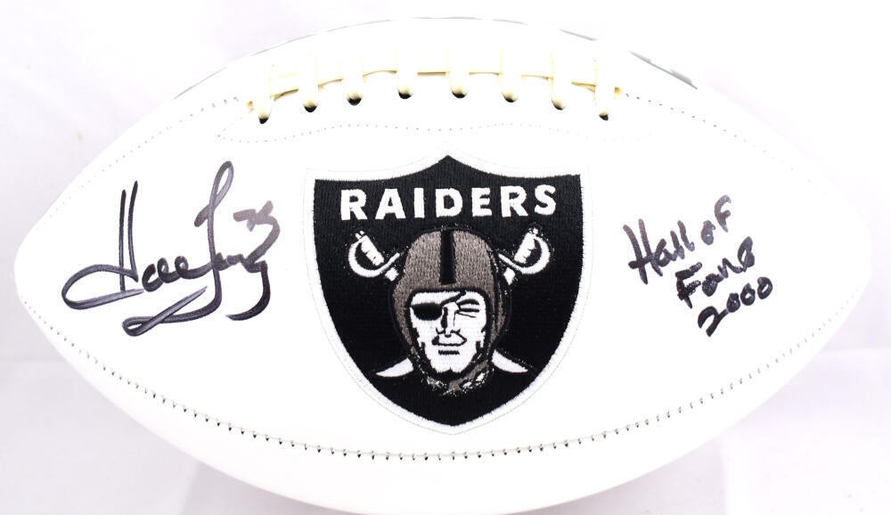 Howie Long Autographed Signed Oakland Raiders Raiders Logo Football w/HOF- Beckett W Hologram *Black 