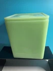 Large Jadeite Vintage URANIUM JEANNETTE Canister With Original Matching Lid