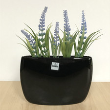 ASA Selection Flat Vase Black Gloss Ceramic Vintage Germany Designer 15x10cm