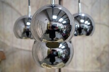 Vintage Italian Four-Tier Cascade Steel Globe Hanging Lamp c.1980