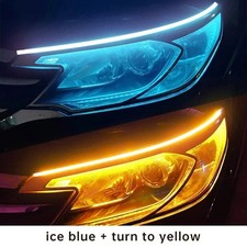 2x Flexible 60cm Led Car Headlight Strip Light Drl Turn Signal Lamps Amber White