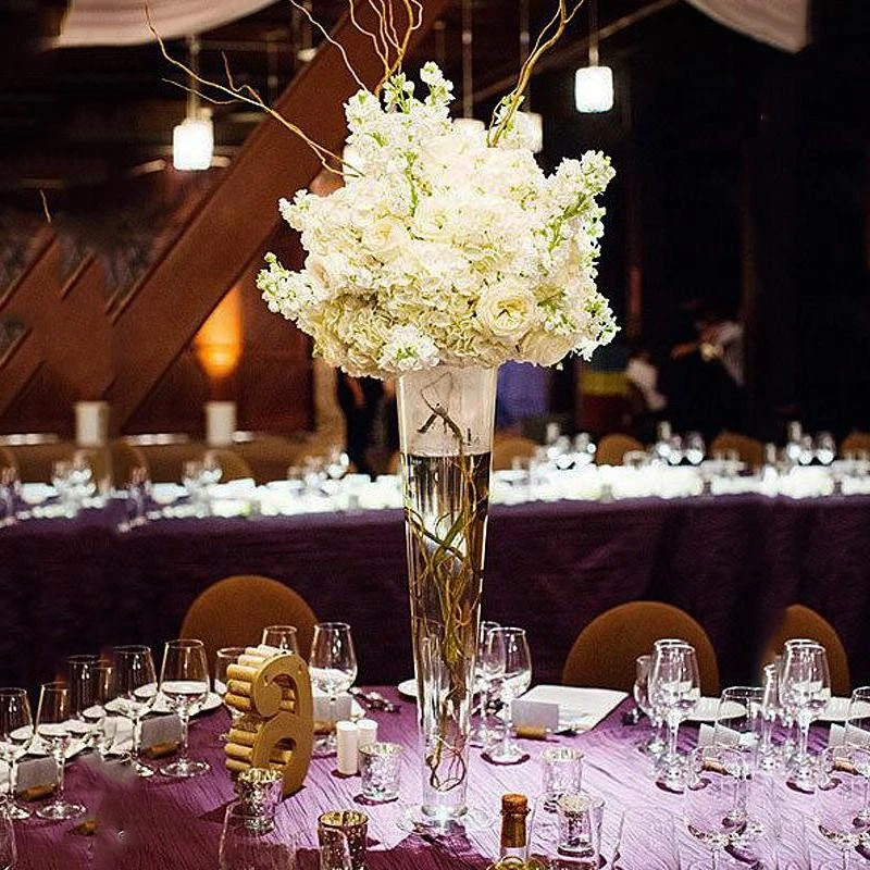 12 pcs 20" tall Clear GLASS Trumpet VASES Wedding Party CENTERPIECES Supplies