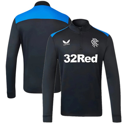 Rangers Coaches 1/4 Zip (Größe 2XL) Castore Herren Training Midlayer Oberteil - Neu