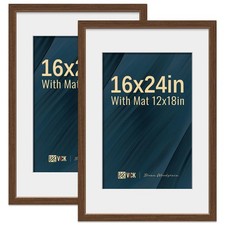 16x24 Poster Frame 2 Pack - Brown, High-End Wood Picture Frames with Polished...