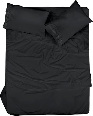 ROYALE LINENS 3 Piece Twin Sheets Set - Soft Brushed 1800 Twin, Black 