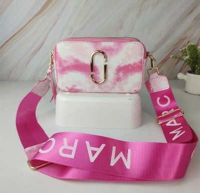 Marc Jacobs Tie Dye Pink Small Crossbody Bag Logo Strap Gold Hardware Zip