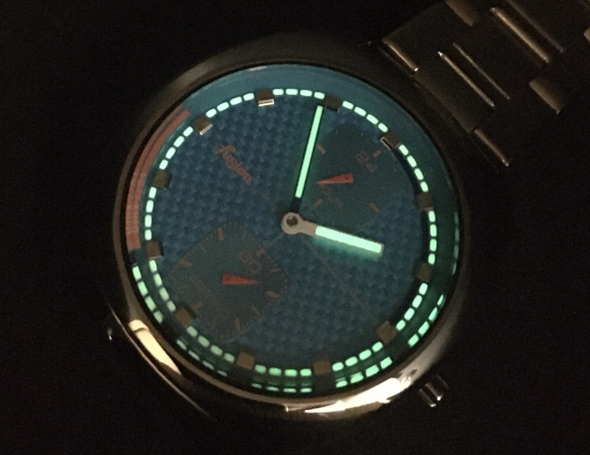 N MINT Seiko Alba Fusion VD77-KHF0 Small Second Blue Steel Qz Mens