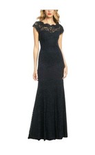 Womens Black Lace Maxi Dress Mermaid Hem Glam Evening Romantic Goth Size Small