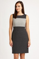 Talbots Wool Blend Colorblock Dress Women Sz 18W Greys Sheath Bnfts Charity