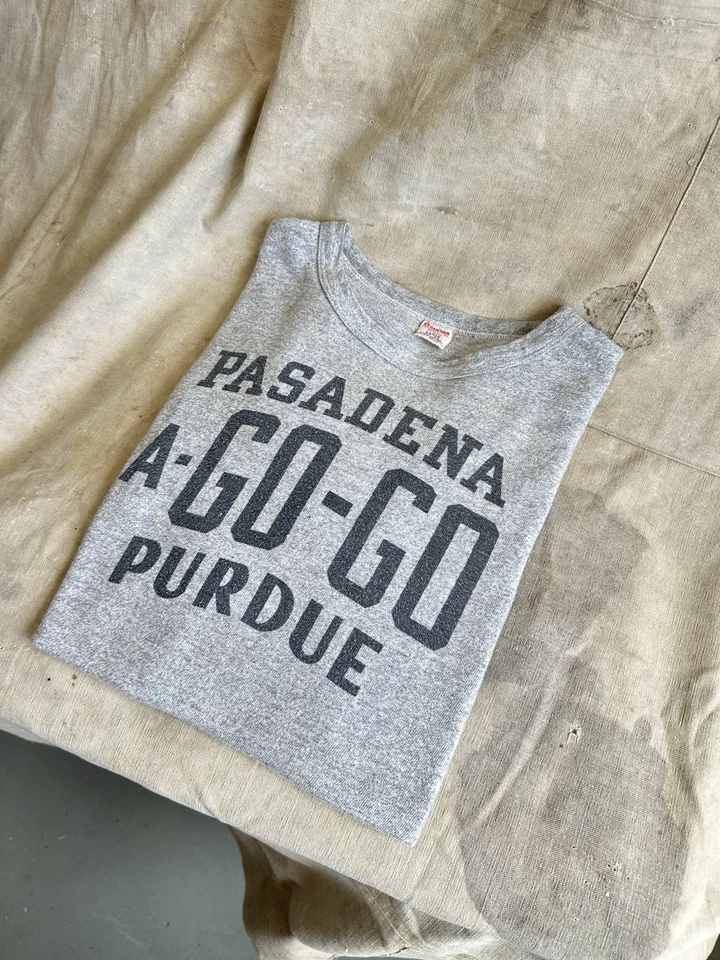 Vtg 1960s 67’ Champion Knitwear Rosebowl Water Print Grey Large - Image 4 of 4