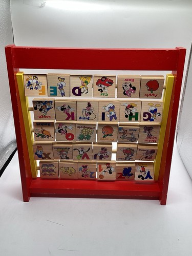 Disney Flip Flop Alphabet Blocks Board Children's Learning Toy Mickey Wood Game - Picture 4 of 6