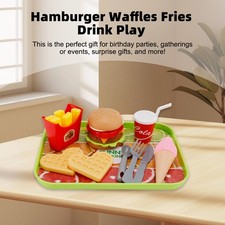 Hamburger Waffles Fries Drink Play Food Kitchen Set Children Toy Set For Kid US