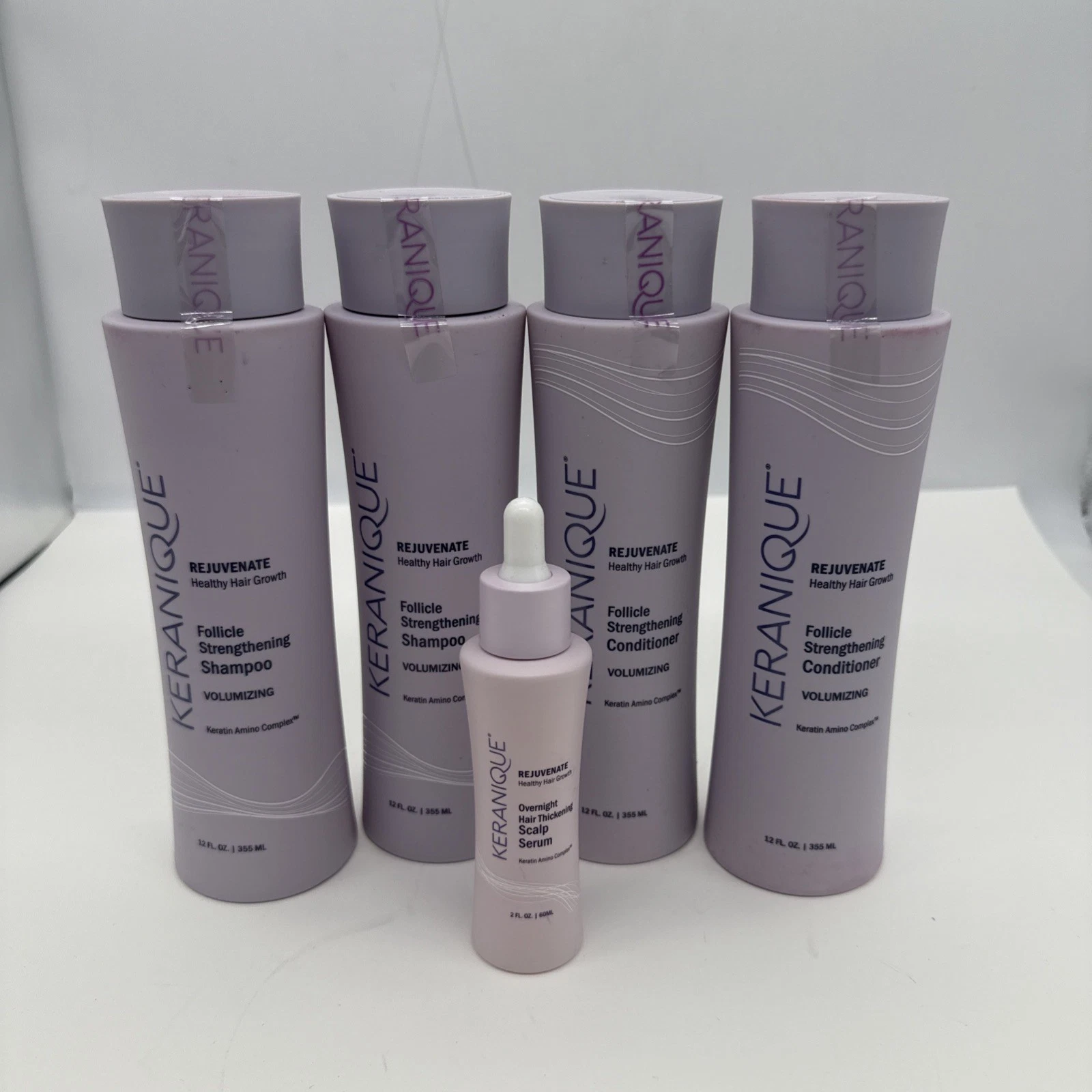 KERANIQUE REJUVENATE LOT 5pcs Shampoo+ Conditioner+ Hair Thickening Scalp Serum