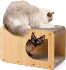 Cardboard Cat Scratcher House, 17-Inch Corrugated Cat Scratcher for Indoor Cats,