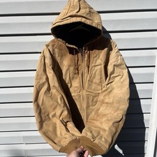 VTG Faded Walls Zero Zone Insulated Canvas Zip Up Hooded Workwear Jacket Men XL