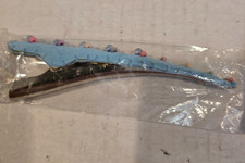 Hair Clip Blue Suede Beaded 5.25 inches long NEW 1990s Vintage
