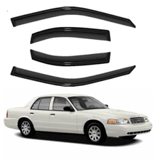 Window Wind Deflector Window Visor for 02 - 08 Ford Crown Victoria (Long Rear)